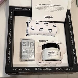 New L'Oreal Metal Detox Set mask + slip hair ties PR box